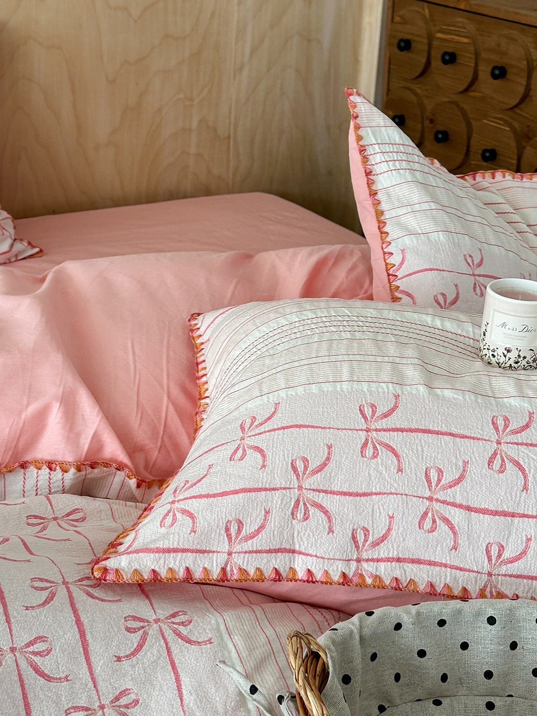 Bow and Star Cotton Jacquard Duvet Cover Set original reference image 2
