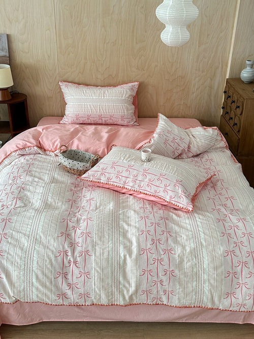 Bow and Star Cotton Jacquard Duvet Cover Set original reference image 6