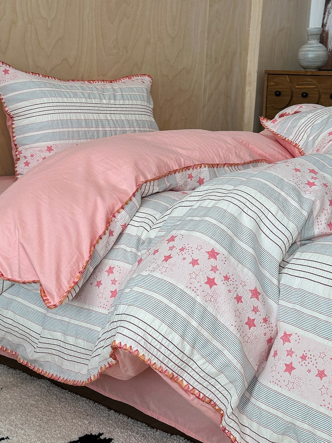 Bow and Star Cotton Jacquard Duvet Cover Set original reference image 8