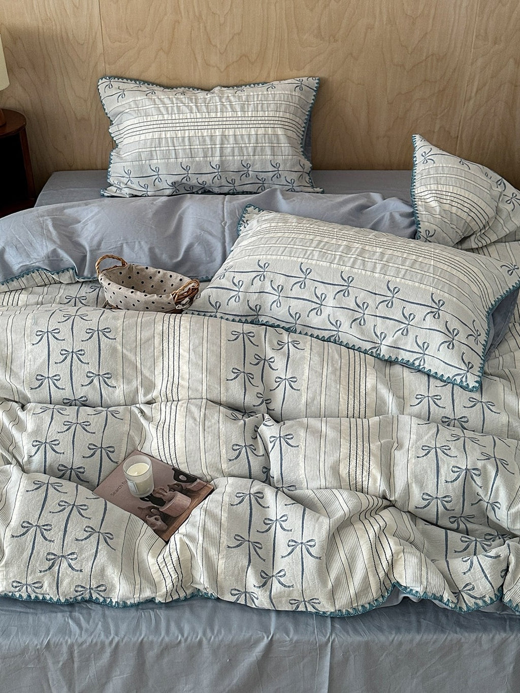 Bow and Star Cotton Jacquard Duvet Cover Set original reference image 20