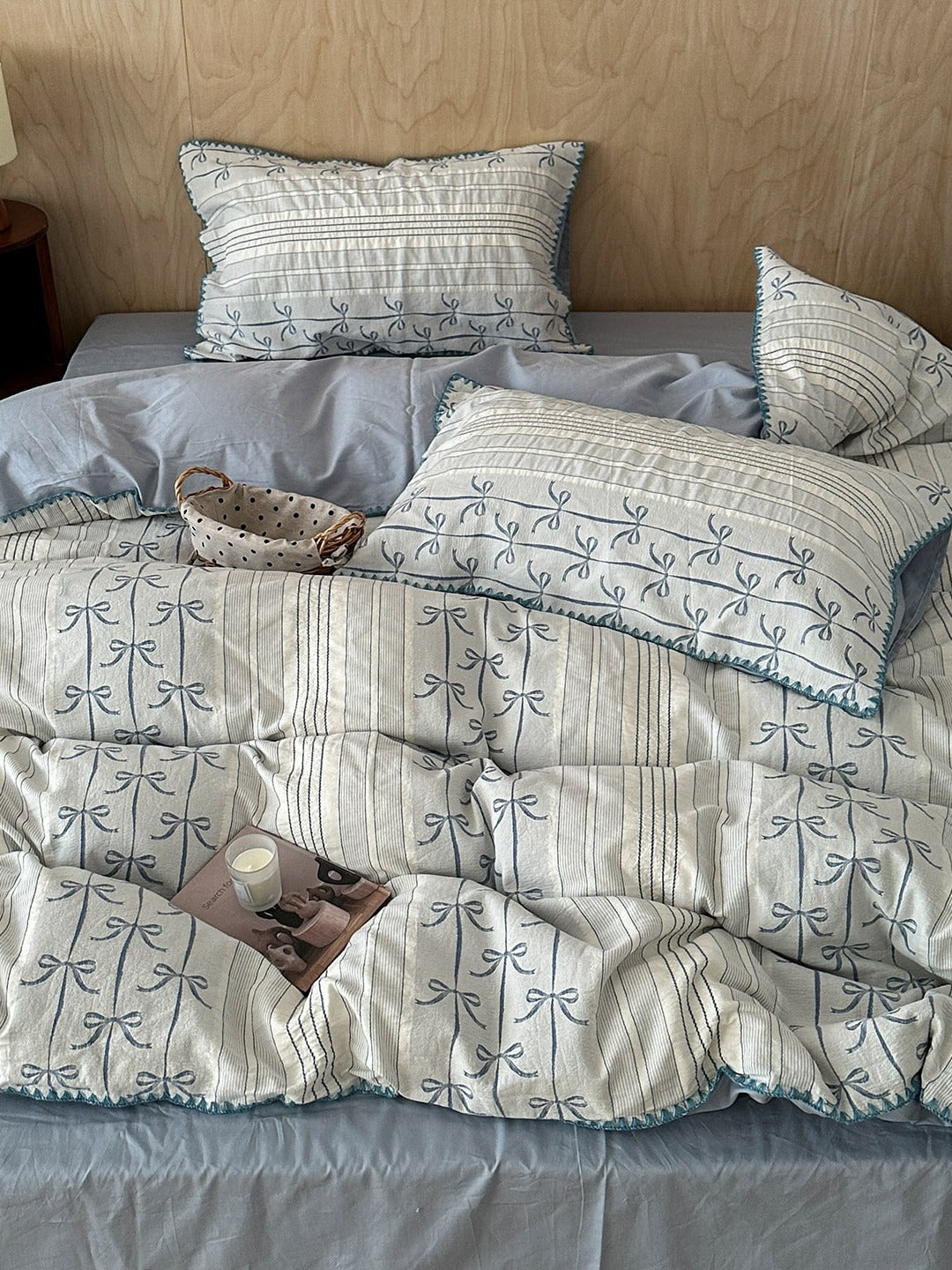 Bow and Star Cotton Jacquard Duvet Cover Set original reference image 20