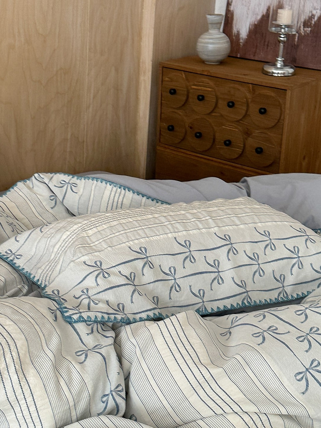 Bow and Star Cotton Jacquard Duvet Cover Set original reference image 22