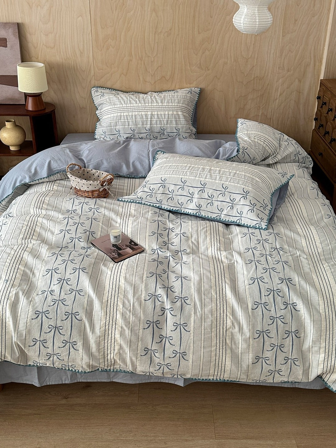 Bow and Star Cotton Jacquard Duvet Cover Set original reference image 24