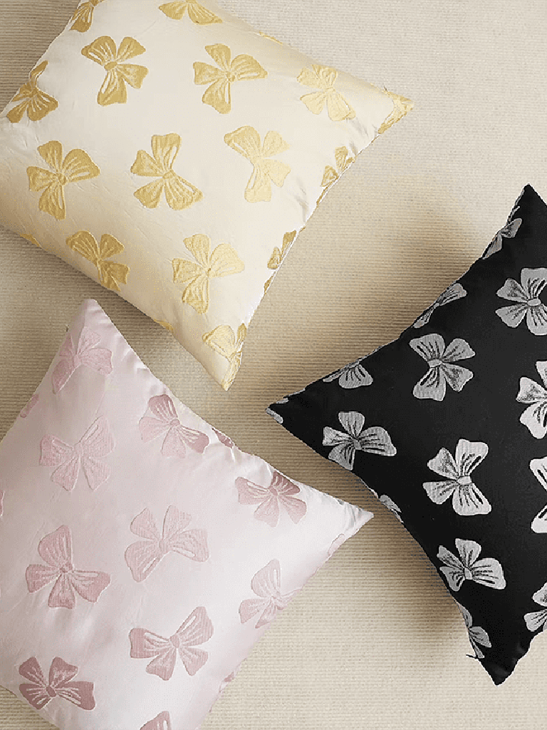Bow Jacquard Throw Pillow