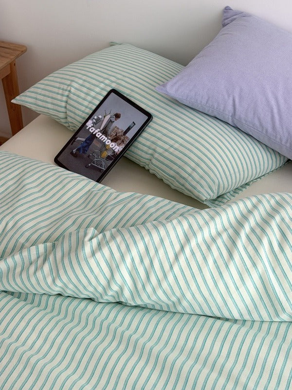 Breeze Stripe Washed Cotton Duvet Cover original reference image 1