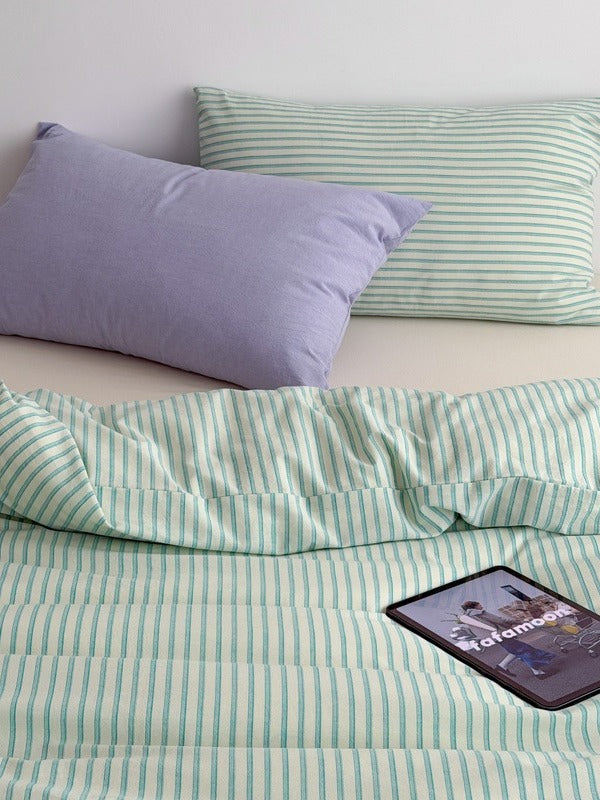 Breeze Stripe Washed Cotton Duvet Cover original reference image 2