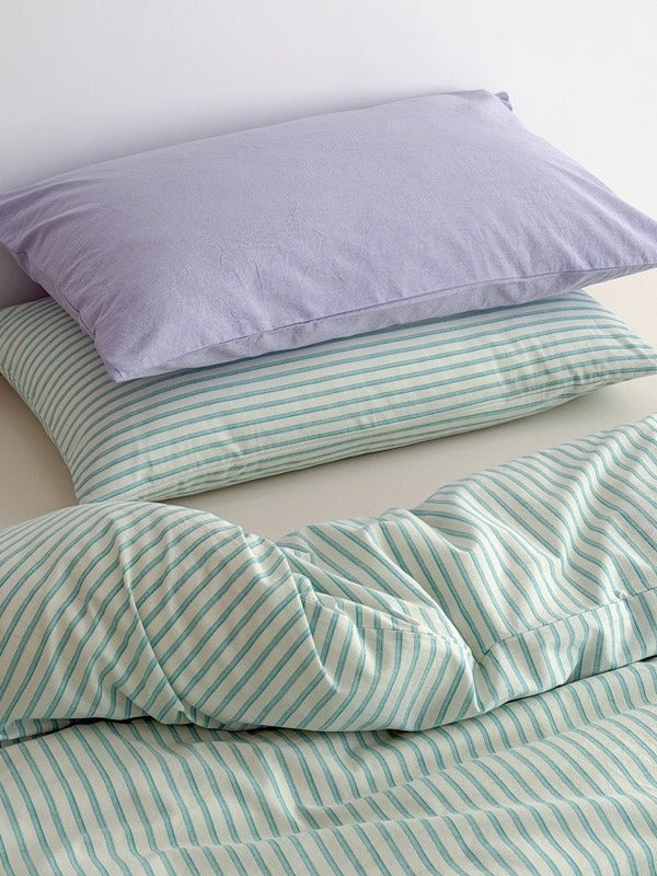 Breeze Stripe Washed Cotton Duvet Cover original reference image 3