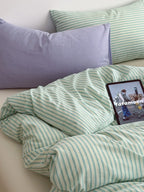 Breeze Stripe Washed Cotton Duvet Cover original reference image 4