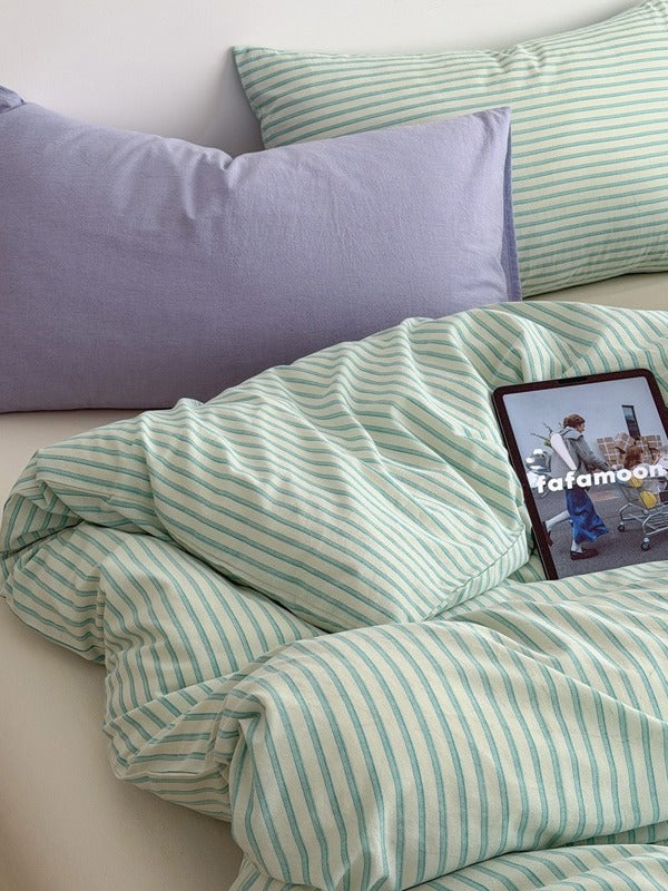 Breeze Stripe Washed Cotton Duvet Cover original reference image 4