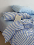 Breeze Stripe Washed Cotton Duvet Cover original reference image 9