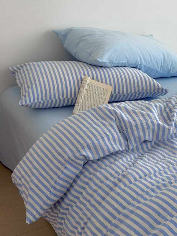 Breeze Stripe Washed Cotton Duvet Cover original reference image 9