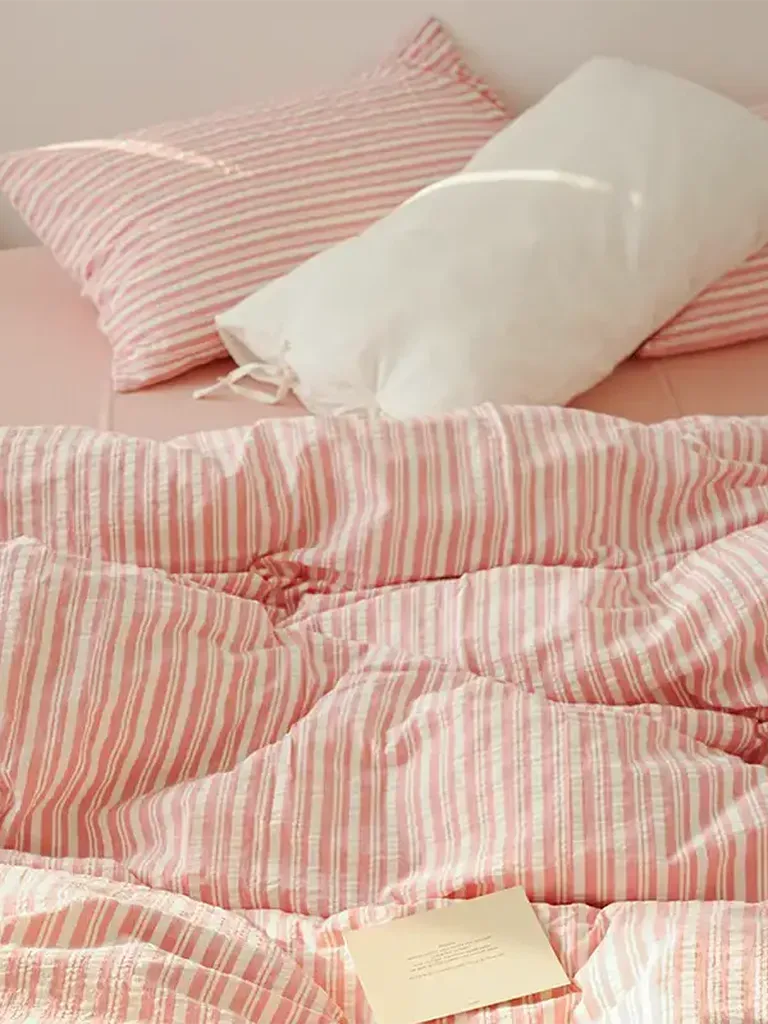 Bubble Pink Stripes Bedding Set