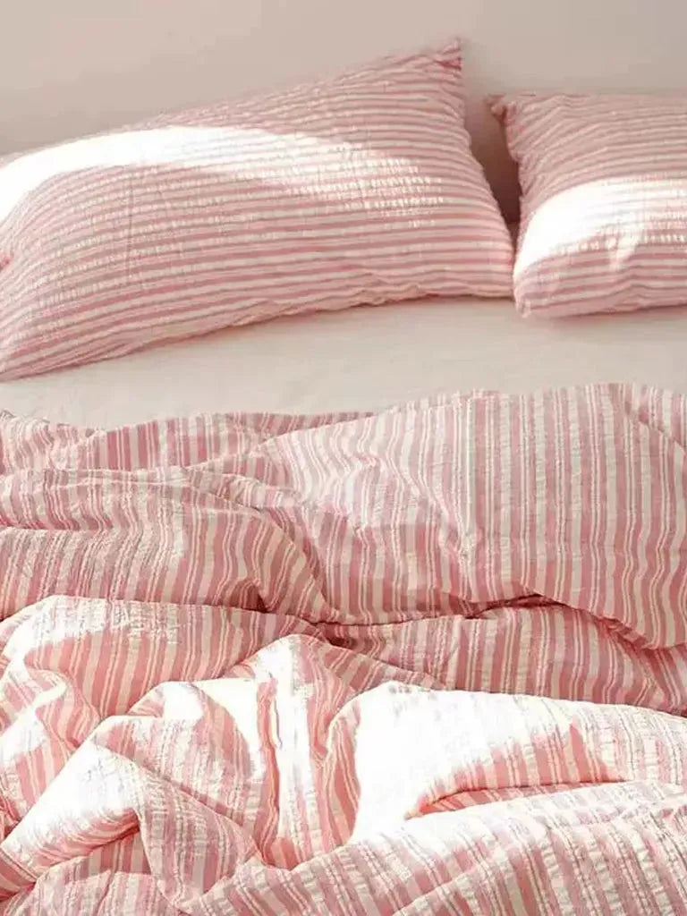 Bubble Pink Stripes Bedding Set