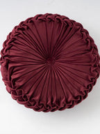 Colorful Round Pleated Velvet Cushion