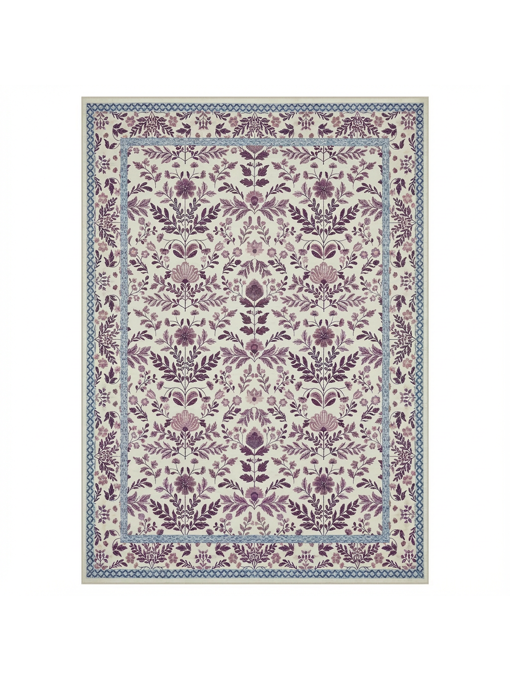 Vintage Botanical Jacquard Wool Rug - Plum