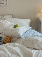 Chenille Stripe Brushed Cotton Duvet Cover Set original reference image 2