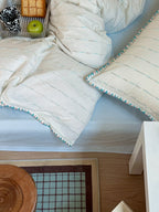 Chenille Stripe Brushed Cotton Duvet Cover Set original reference image 3
