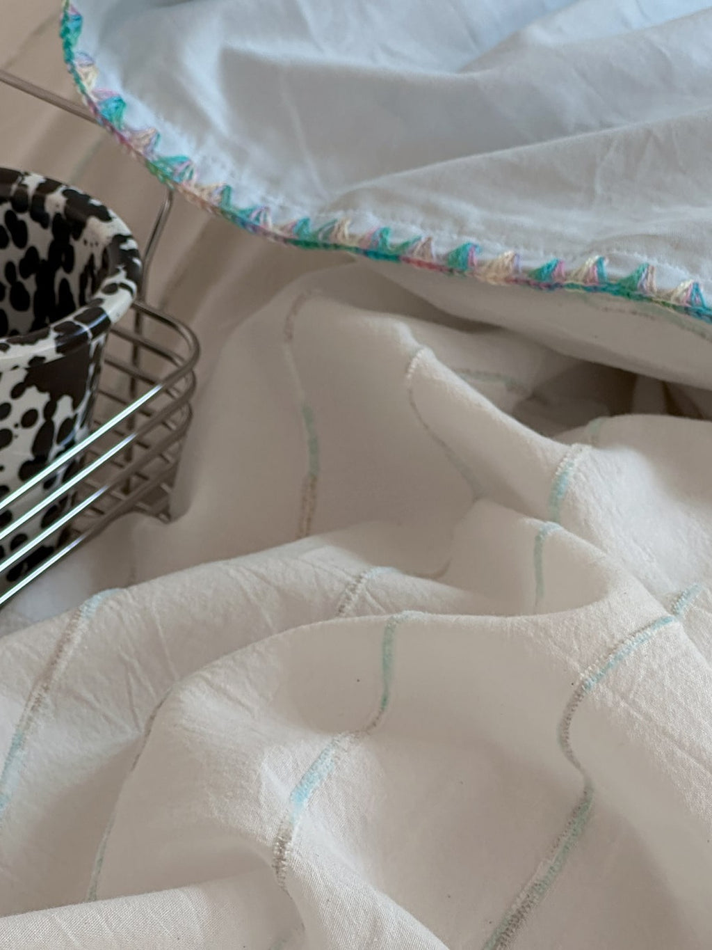 Chenille Stripe Brushed Cotton Duvet Cover Set original reference image 5