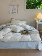 Chenille Stripe Brushed Cotton Duvet Cover Set original reference image 6