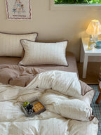 Chenille Stripe Brushed Cotton Duvet Cover Set original reference image 7