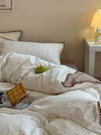 Chenille Stripe Brushed Cotton Duvet Cover Set original reference image 8