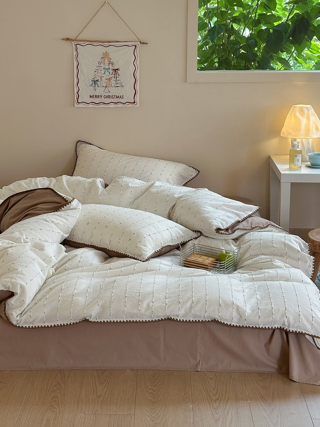Chenille Stripe Brushed Cotton Duvet Cover Set original reference image 12