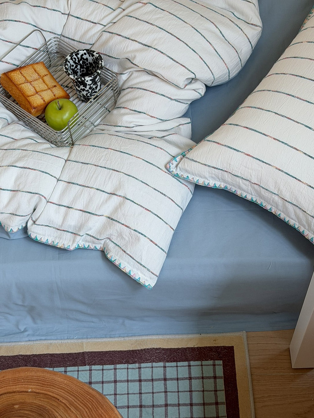 Chenille Stripe Brushed Cotton Duvet Cover Set original reference image 15