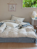 Chenille Stripe Brushed Cotton Duvet Cover Set original reference image 18
