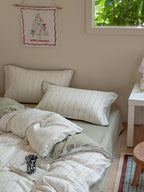 Chenille Stripe Brushed Cotton Duvet Cover Set original reference image 19