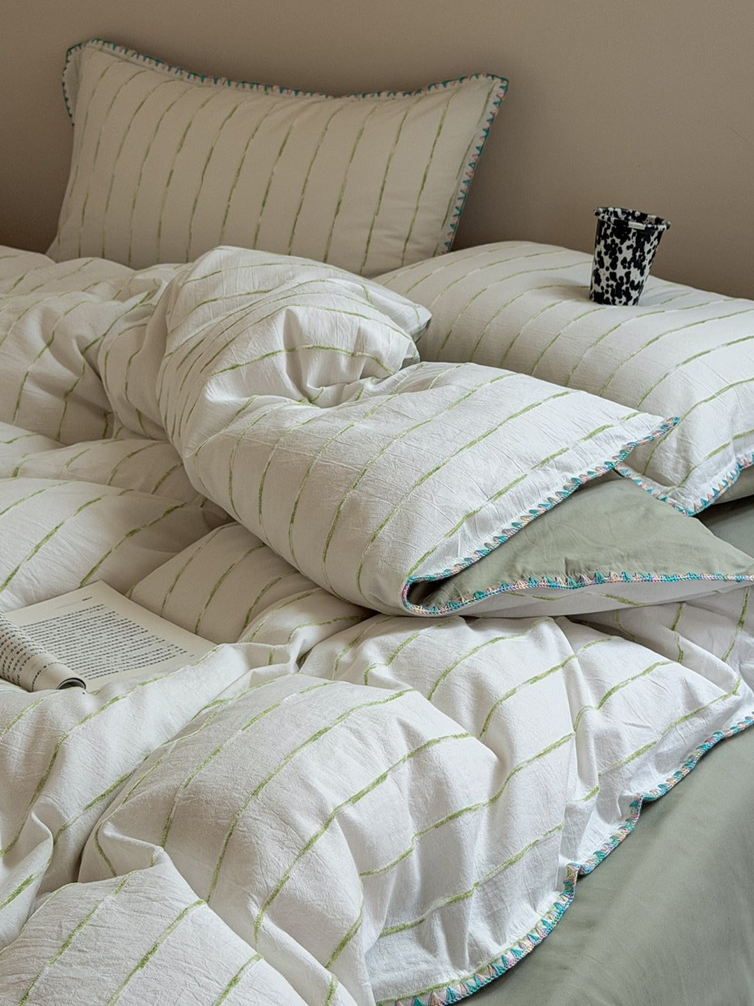 Chenille Stripe Brushed Cotton Duvet Cover Set original reference image 20