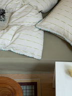 Chenille Stripe Brushed Cotton Duvet Cover Set original reference image 21