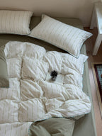 Chenille Stripe Brushed Cotton Duvet Cover Set original reference image 22