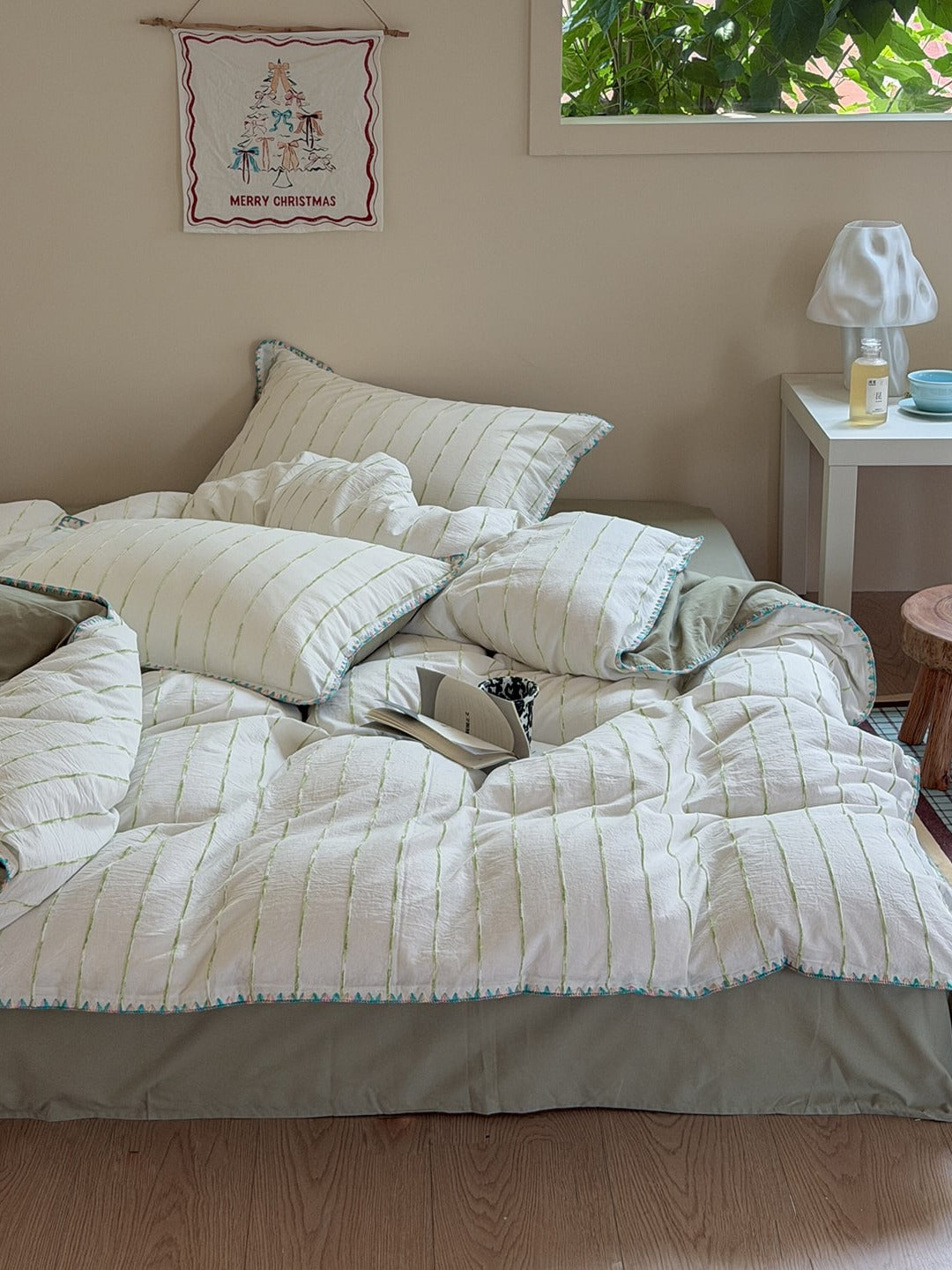 Chenille Stripe Brushed Cotton Duvet Cover Set original reference image 24
