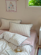 Chenille Stripe Brushed Cotton Duvet Cover Set original reference image 25