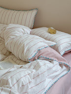 Chenille Stripe Brushed Cotton Duvet Cover Set original reference image 26