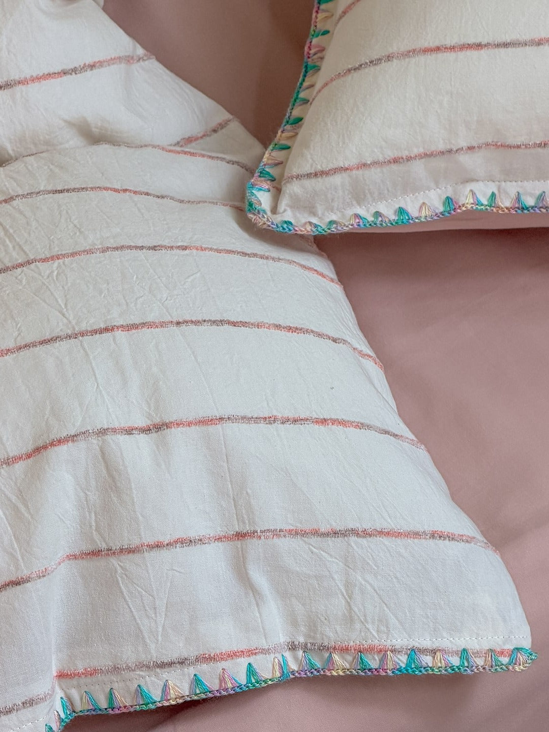 Chenille Stripe Brushed Cotton Duvet Cover Set original reference image 28