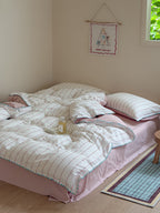 Chenille Stripe Brushed Cotton Duvet Cover Set original reference image 29
