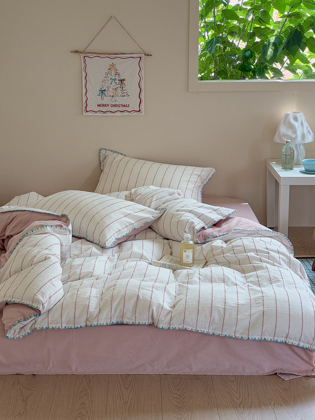 Chenille Stripe Brushed Cotton Duvet Cover Set original reference image 30