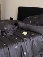 Chic Bow Embroidery Duvet Cover
