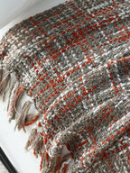 Chunky Knit Blanket With Tassels - Red