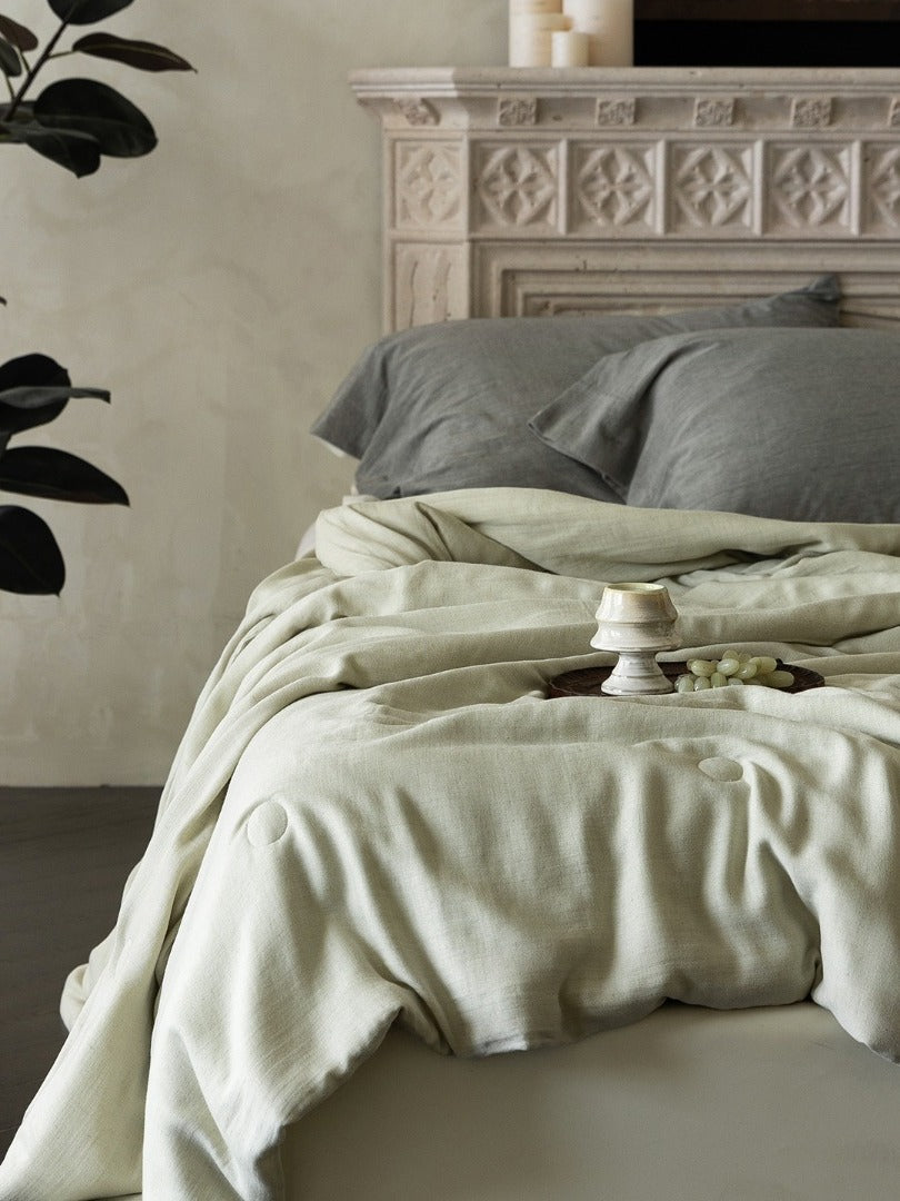 Cloud Linen Silk Blend Comforter - Sage Whisper original reference image 2