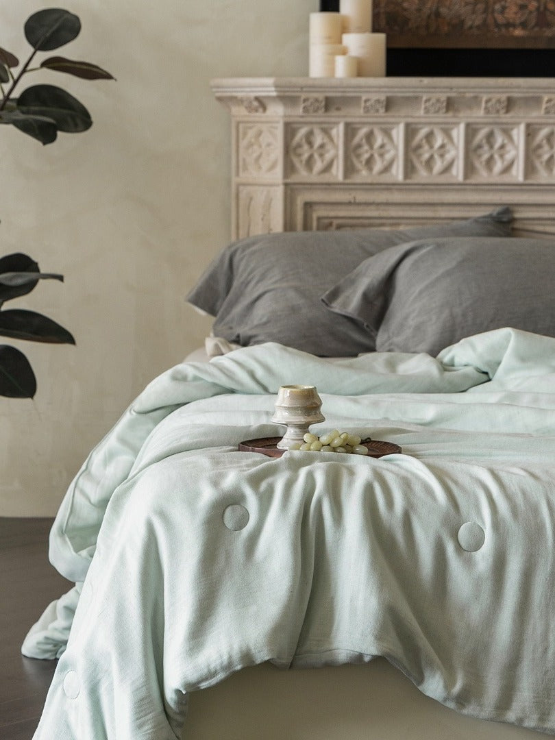 Cloud Linen Silk Blend Comforter - Seafoam Veil original reference image 3