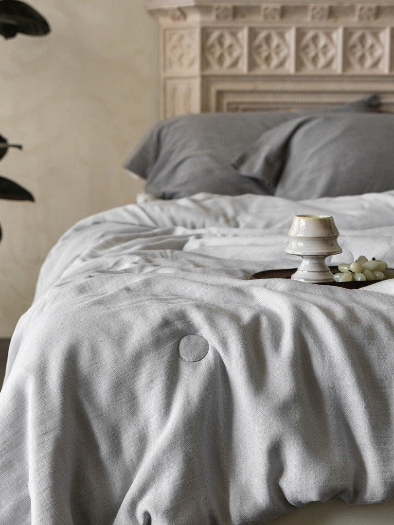 Cloud Linen Silk Blend Comforter - Silver Cloud original reference image 2