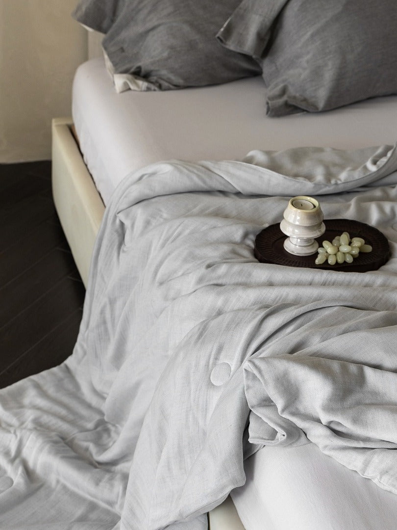 Cloud Linen Silk Blend Comforter - Silver Cloud original reference image 5