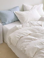 Cloud Ripple Cotton Seersucker Duvet Cover original reference image 1