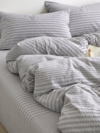 Cloud Ripple Cotton Seersucker Duvet Cover original reference image 13