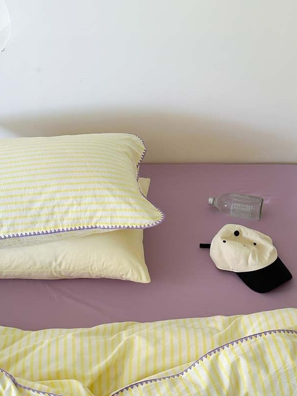 Coastal Stripe Washed Cotton Duvet Cover Set original reference image 2