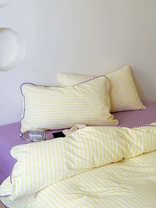 Coastal Stripe Washed Cotton Duvet Cover Set original reference image 3