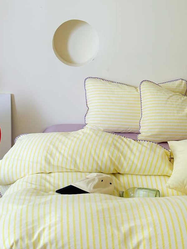 Coastal Stripe Washed Cotton Duvet Cover Set original reference image 4