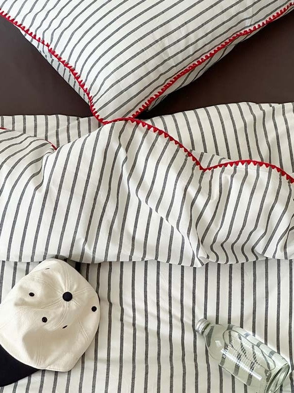 Coastal Stripe Washed Cotton Duvet Cover Set original reference image 10
